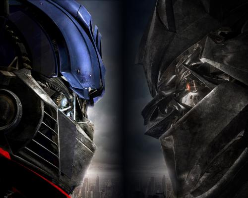 картинка из Transformers, превращение автомобилей в боевых роботов