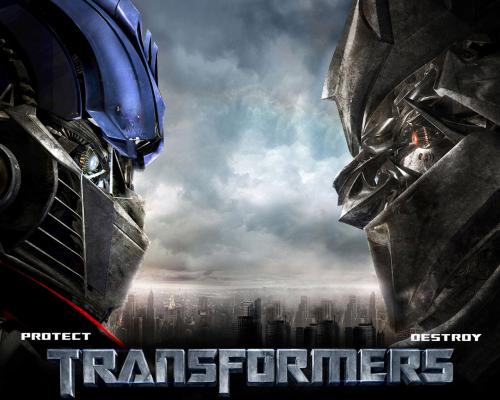 картинка из Transformers, трансформация автомобилей в боевых роботов